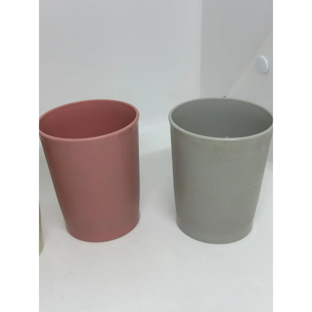 VTG Tupperware Pastel Tumblers Set of 4 MCM Stackable Plastic Cups USA Drinkware